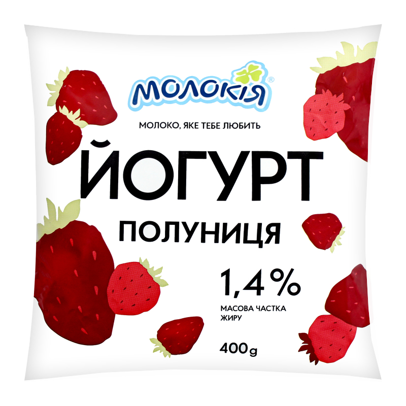 Йогурт питний МОЛОКІЯ полуниця, 1,4%, 400 г